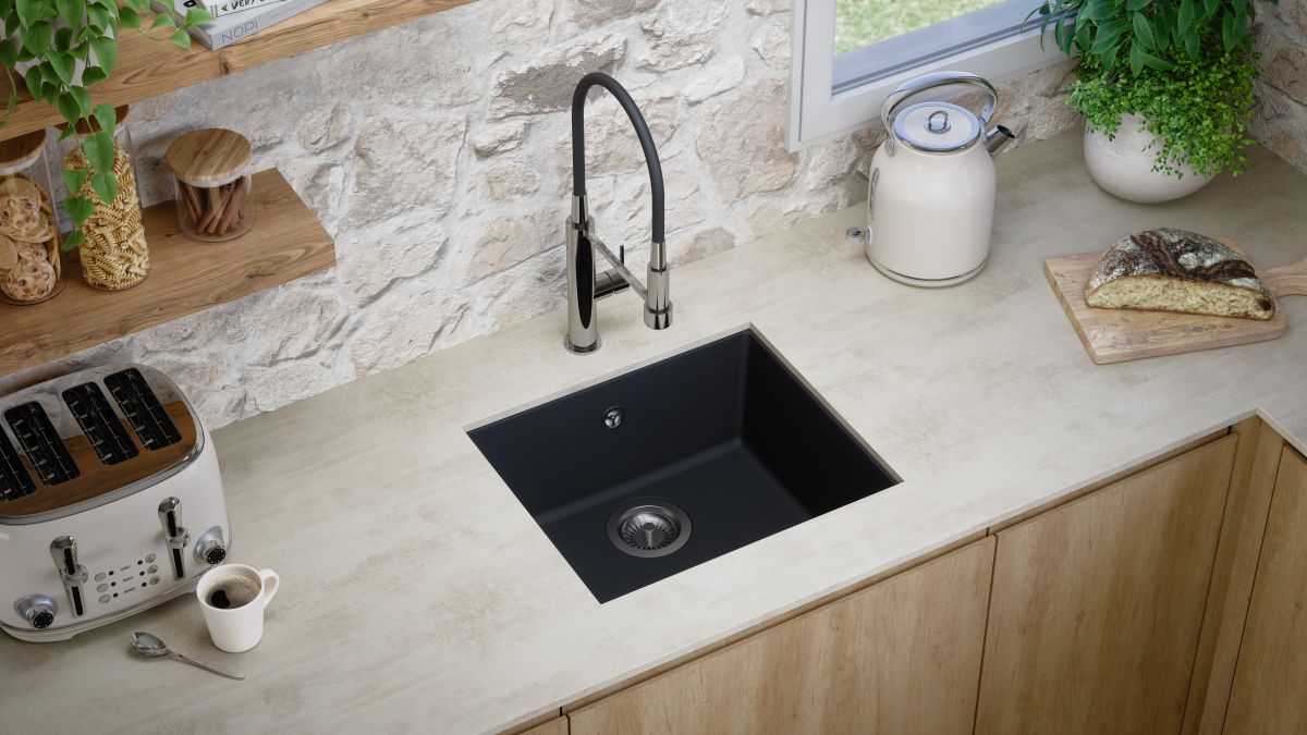 evier sous plan evo noir